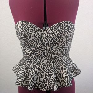 Nwt Black and white peplum bustier